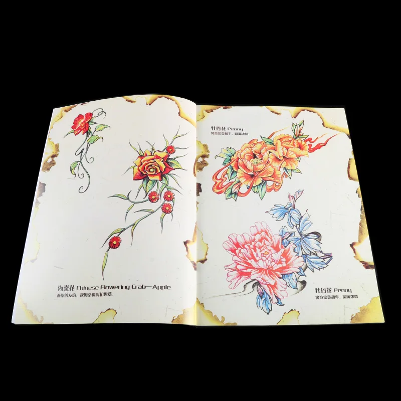 Tattoo Design Book with Professional Template for Creative Artists exquisite Large flower Illustrations Tattoos supplies