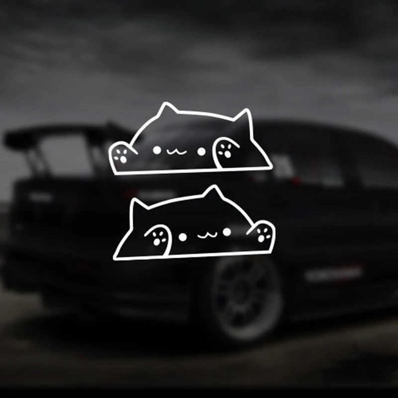 1pair JDM Cat Climbing Window Car Sticker Reflective Hollow Out Automobile Vinyl Decal