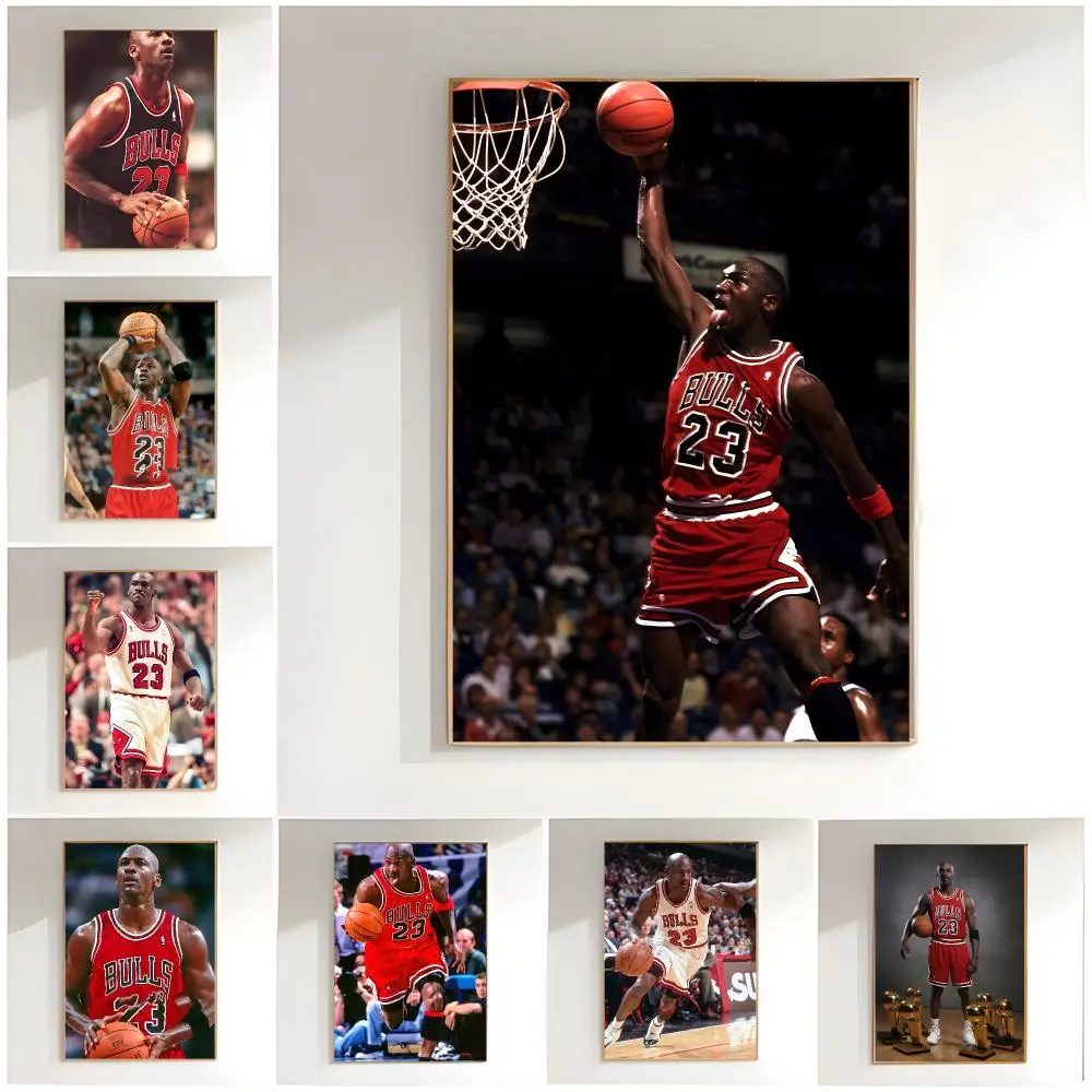 sporty figure m-michael jordan Poster Classic Wall Art  Home Decor  Peel and Stick Unframed
