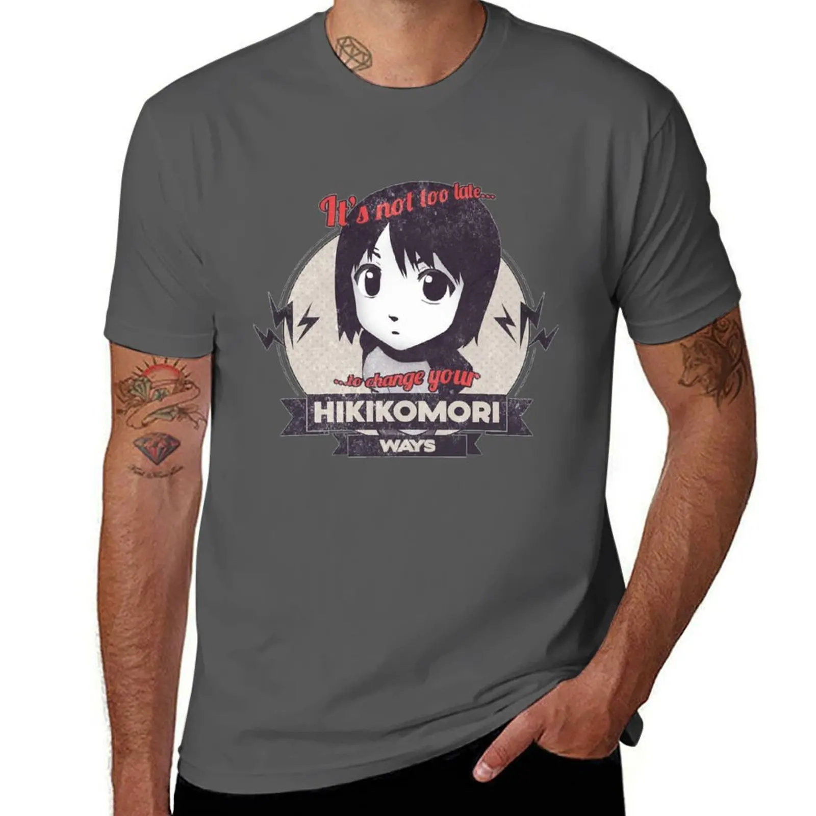 

Motivation Hikikomori T-Shirt Simple Line Art Print Tee