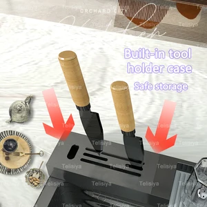 Edelstahl -Kaskadenspüle mit Messerstütze, Relief Waben, großer Einzelschlitz, Farm Waschbecken 10 Hauptverkaufswaschschuh - №9