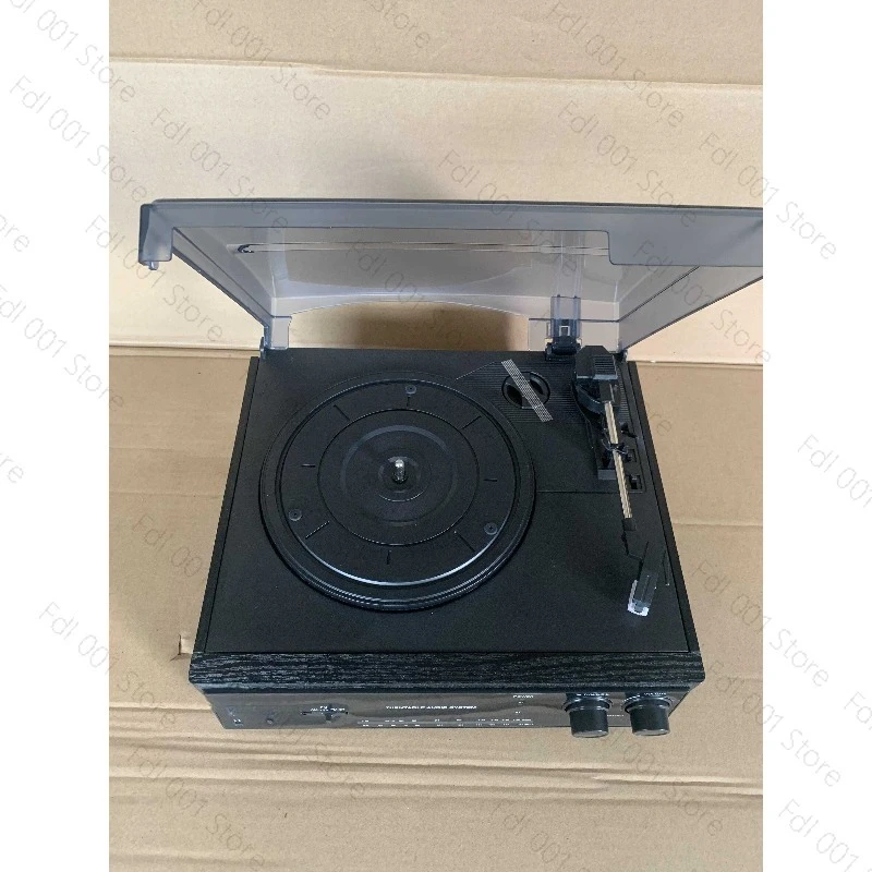 Vintage Multi-function Turntable Record Player, 3-Speed Phonograph with Built-in AM FM Radio, CD Player & Cassette Tape Deck