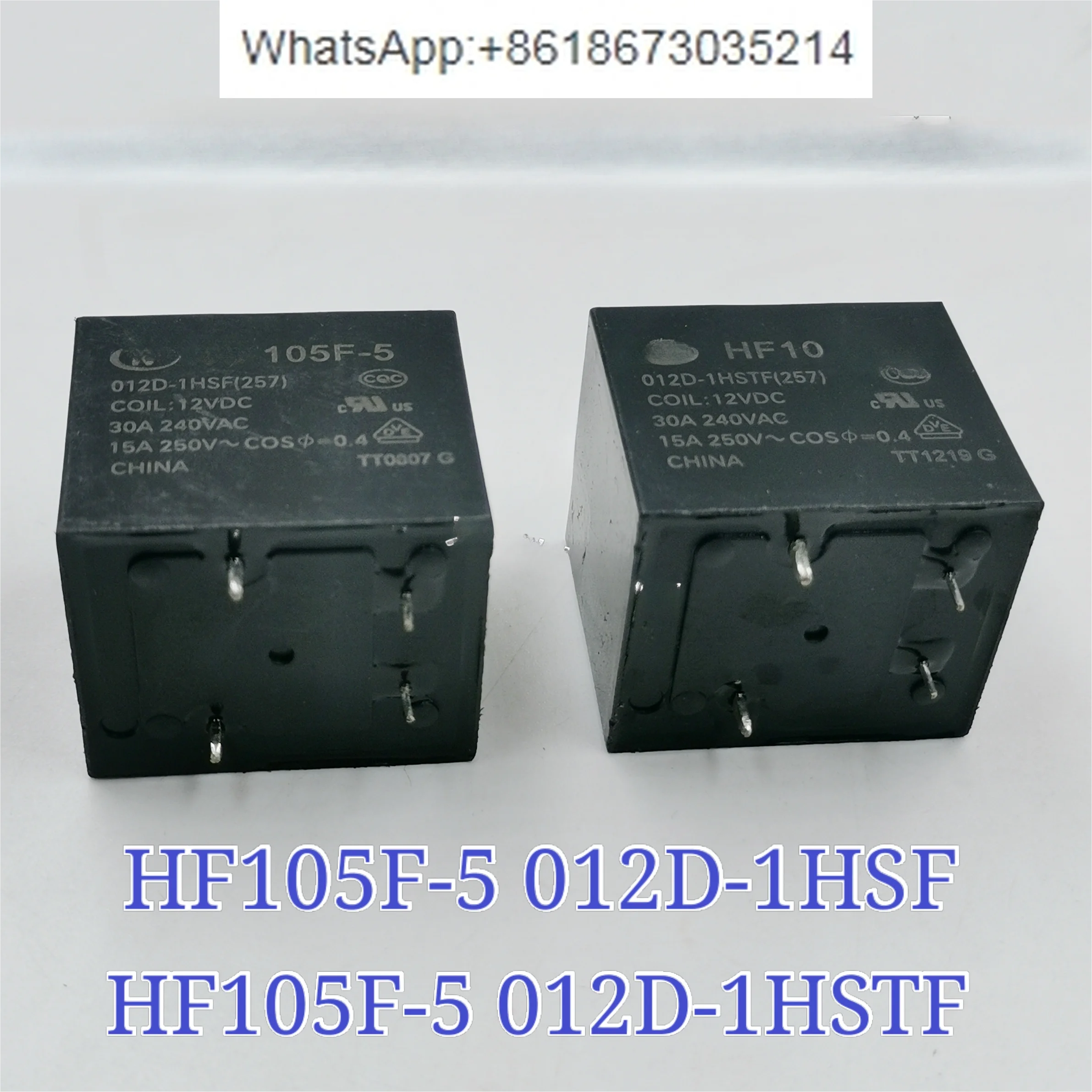 

10 PCS Relay JQX HF105F-5 012D-1HSTF 1HSF 12VDC 4 Pins Normally Open 30A12V