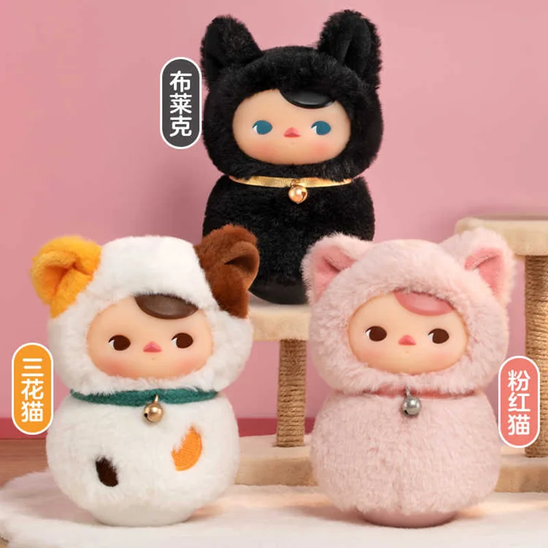 Oryginalny Roly Poly Kitty Pucky Tumbler Meow Meow Series Vinyl Plush Blind Box Zabawki Figurki akcji Mystery Box Model Lalki Prezent