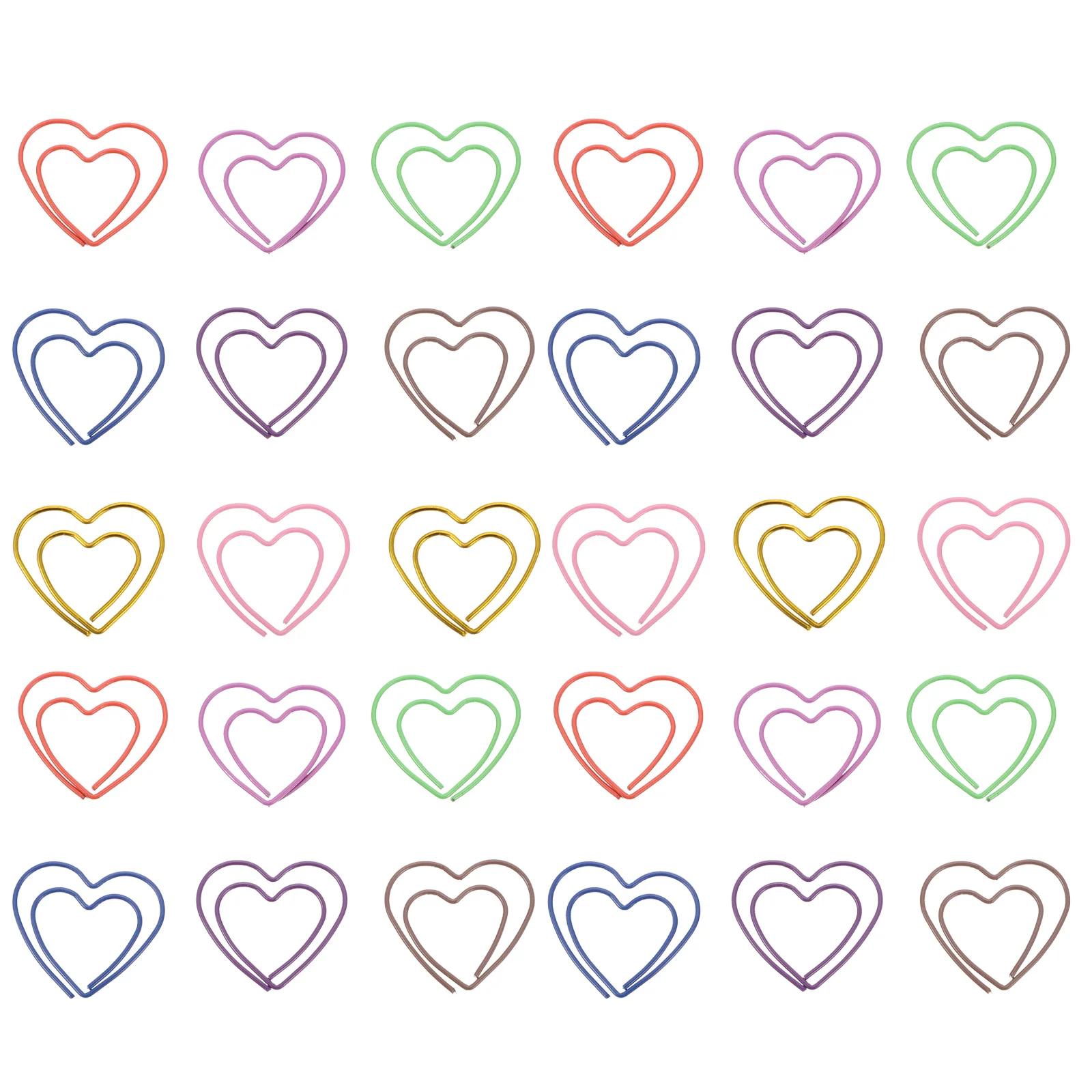 

50Pcs Decorative Heart-Shaped Clips Multi-Color Metal Clips for Office School Greeting Cards Heart-Shaped Clip