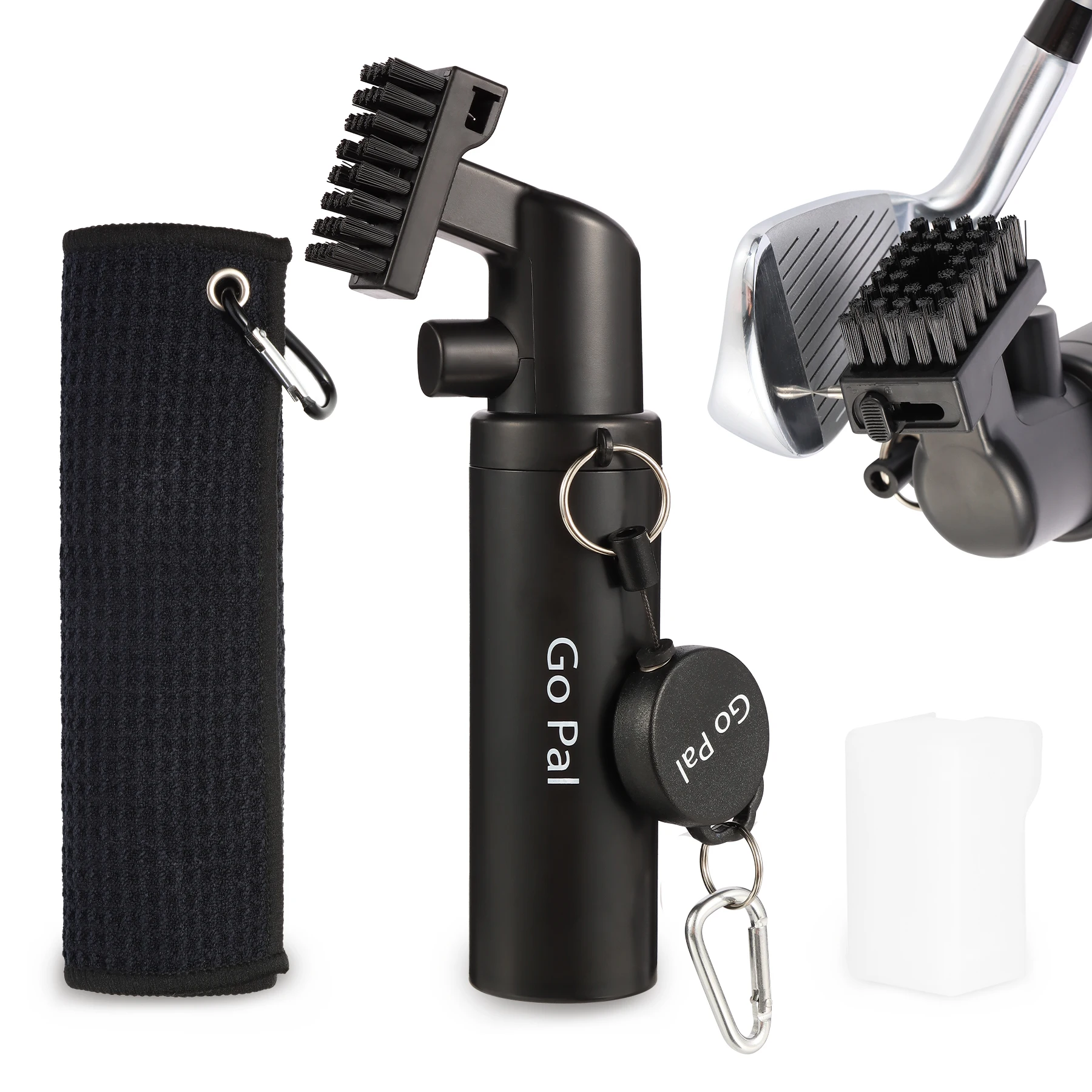 Gopal Pro Golfschlägerreiniger mit Rillenreiniger und Halteclip. Robuste Nylonborsten für einfache Reinigung
