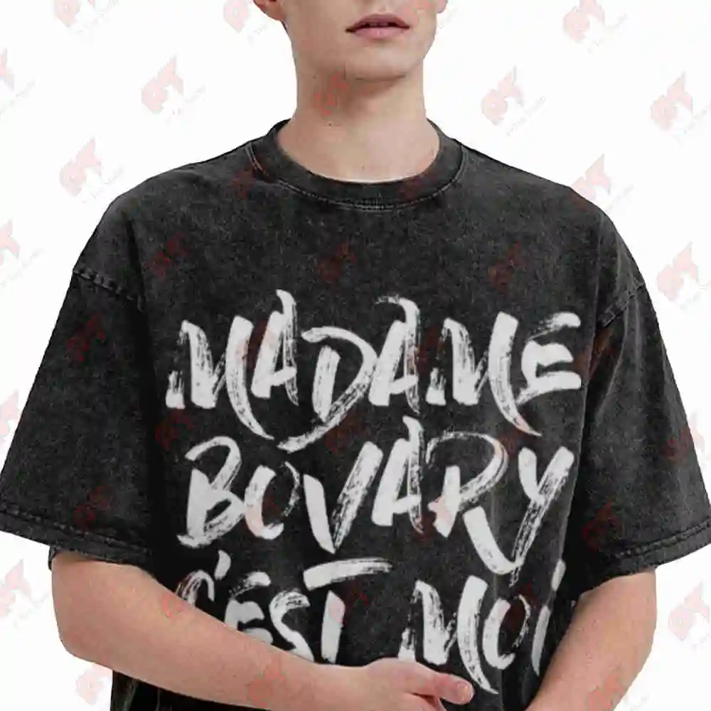 Madame Bovary C'Est Moi Gustave Flaubert French Literature Vintage Washed Tee Pure Cotton T-Shirt