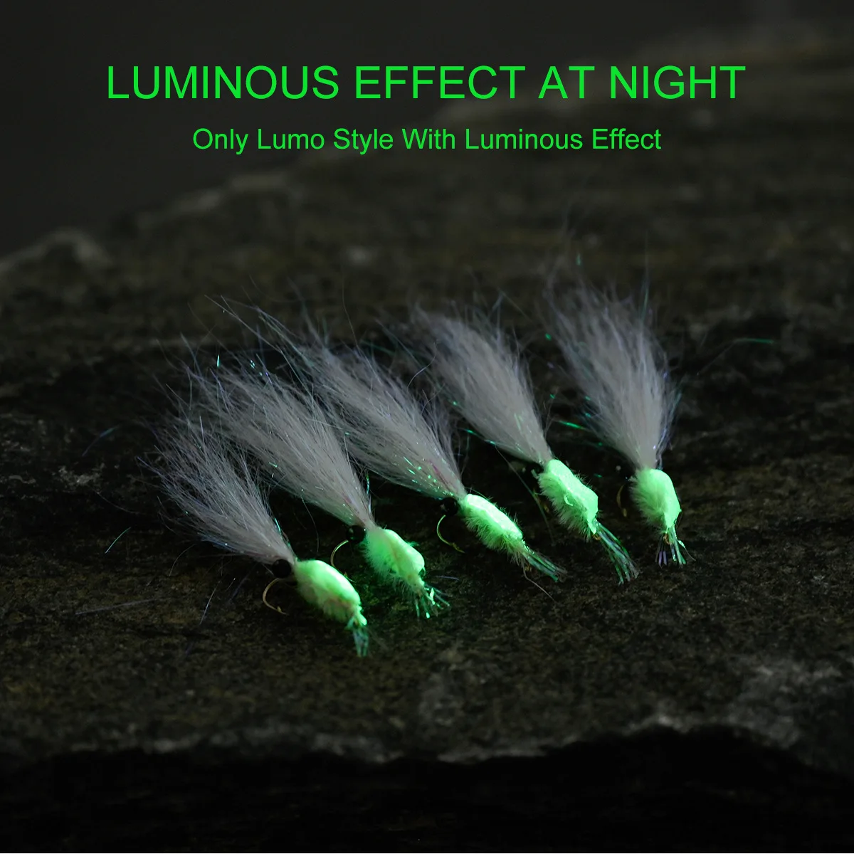 5pcs/box White Ice Wing Shrimp Bait Fly Luminous Saltwater Freshwater Flies Bass Trout Salmon Lure Bait Hook 6#8#10#12#14#16#