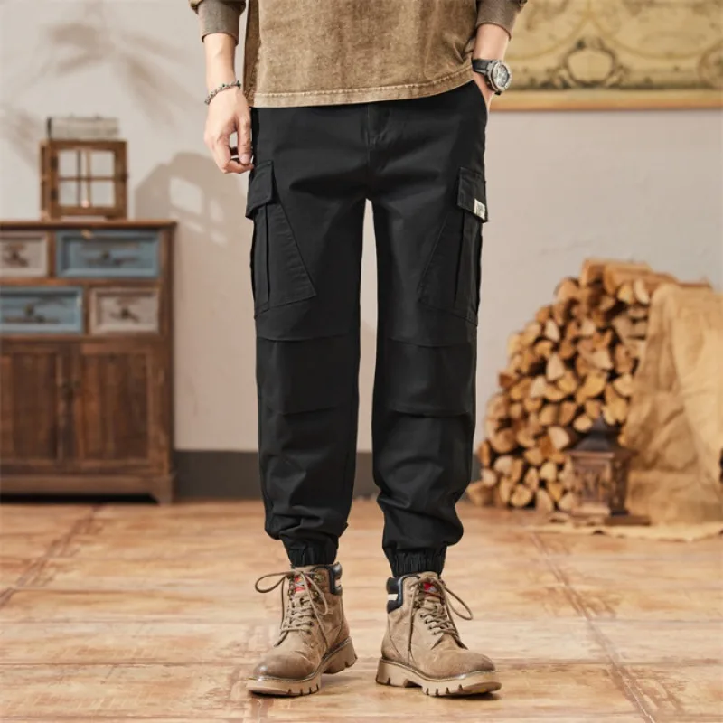 Tuta da uomo autunno nuova moda multi-tasca allentata piedi arricciati pantaloni Haren pantaloni lunghi casual