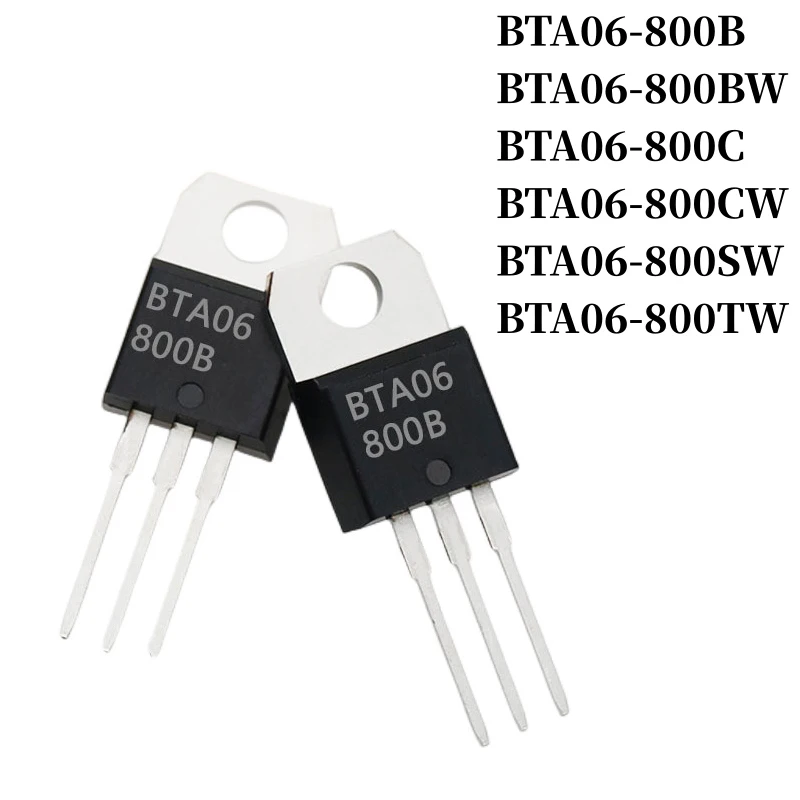 

10~500Pcs BTA06-800B BTA06-800BW BTA06-800C BTA06-800CW BTA06-800SW BTA06-800TW Triac TO-220 6A/800V DIP Thyristor Large Chip