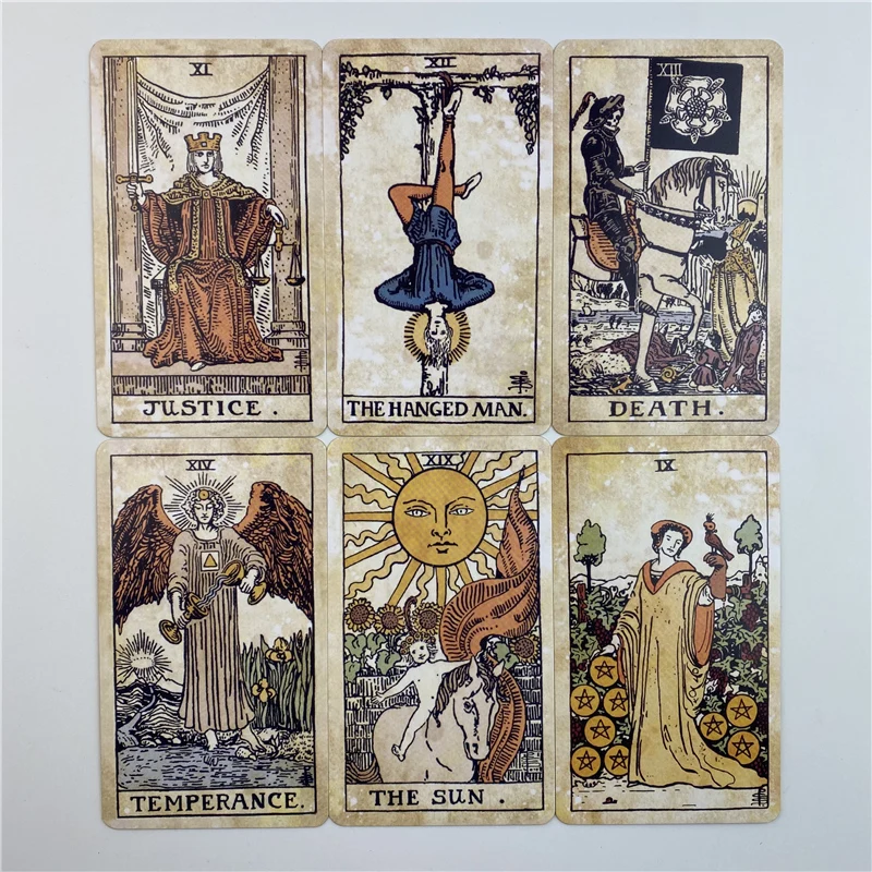 Hochwertige Blechdose, Tarot-Vintage-Karten, Wahrsagungsdeck mit Papierführer, englische Version, klassische Brettspiele – Detail 2