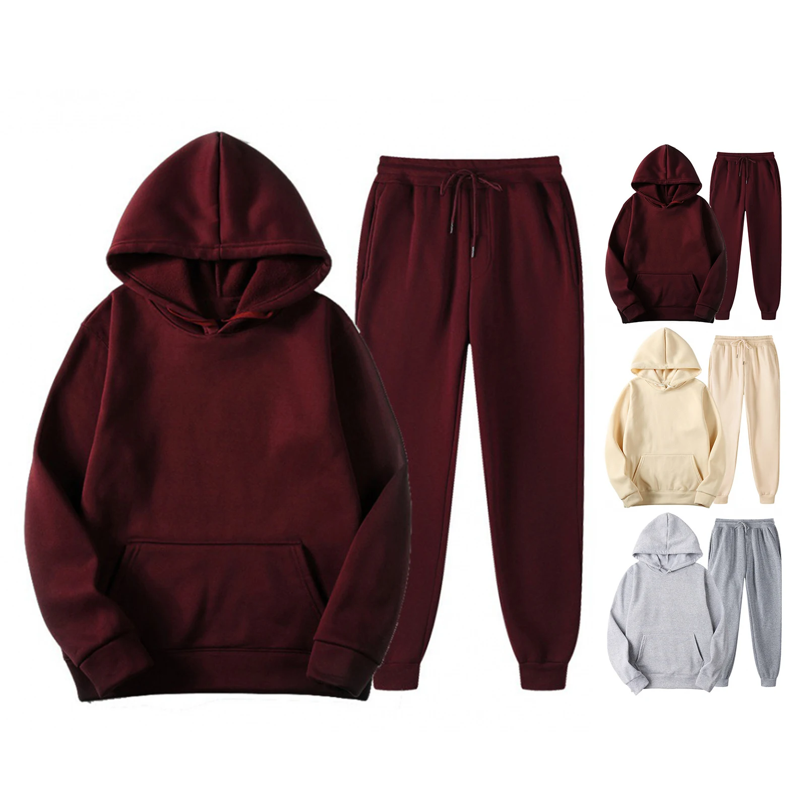 

2 Pieces Female Suit Set Tracksuit Casual Sweatshirts Long Sleeve Hooded Tops with Pocket Pants for Spring Fall Autumn Women New