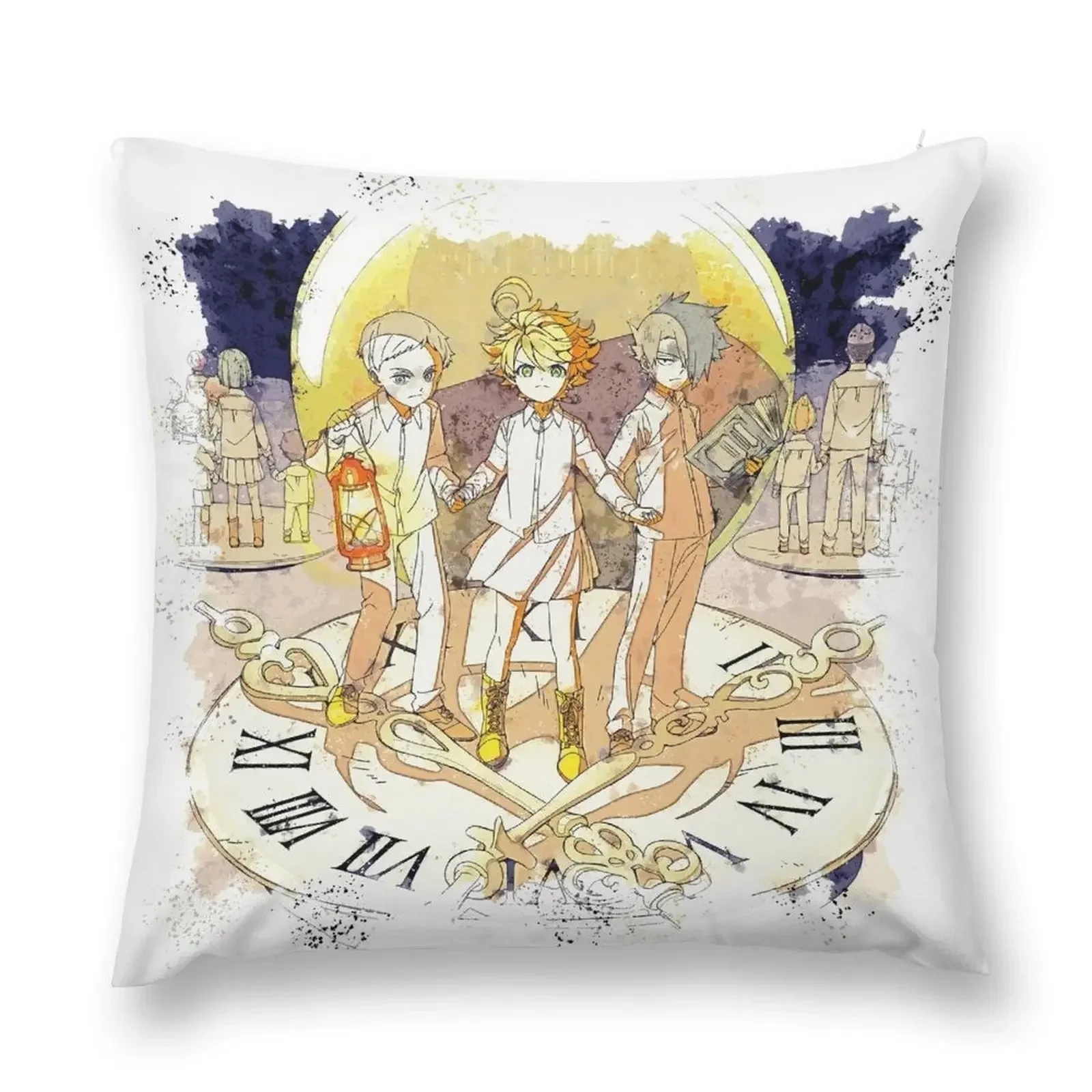 

Promised Neverland Watercolor Throw Pillow Cushion Cover For Sofa Christmas Covers pillow