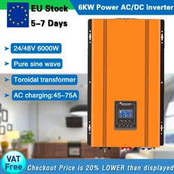 Low Frequency 6000W 24V 48VDC To 220VAC Pure Sine Wave Off Gird Power Inverter Charger with Toroidal Transformer and Dry Contact