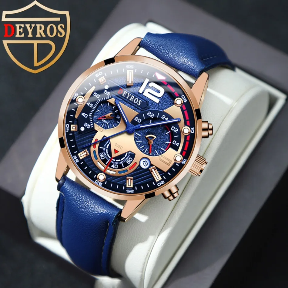 

Модные элегантные мужские кварцевые наручные часы, роскошные часы-календарь - работа и ежедневное украшение. мужские часы