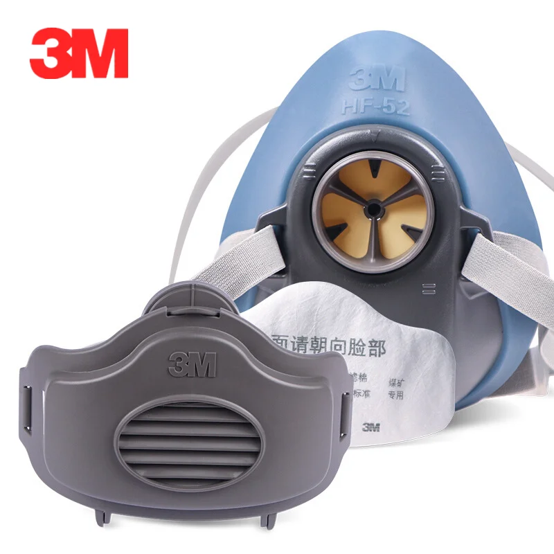 3M Silikon HF-52 Gas Masker Respirator Silika Gel Masker Asli Bekerja KN95 Filter 3701 1705 Anti Debu Pemolesan Cat Pelindung