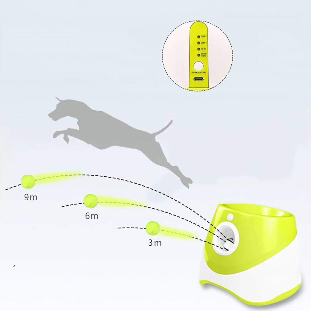 Imagem -03 - Máquina de Arremesso Automática para Lançamento de Tênis Catapulta para Cães Brinquedos para Animais de Estimação Dispositivo de Lançamento para Treinamento de Cães Seção de 9m Bolas