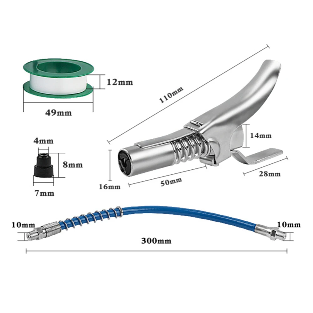 Fueling Lubrication Gun Syringe Nozzle Oiler Extension Hose Kit High Pressure 10,000 psi Grease Gun Coupler Oil injector