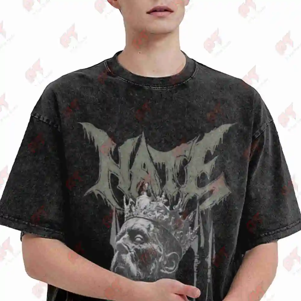 Hate Bellum Regiis Metal Blade Vintage Washed Tee Pure Cotton T-Shirt