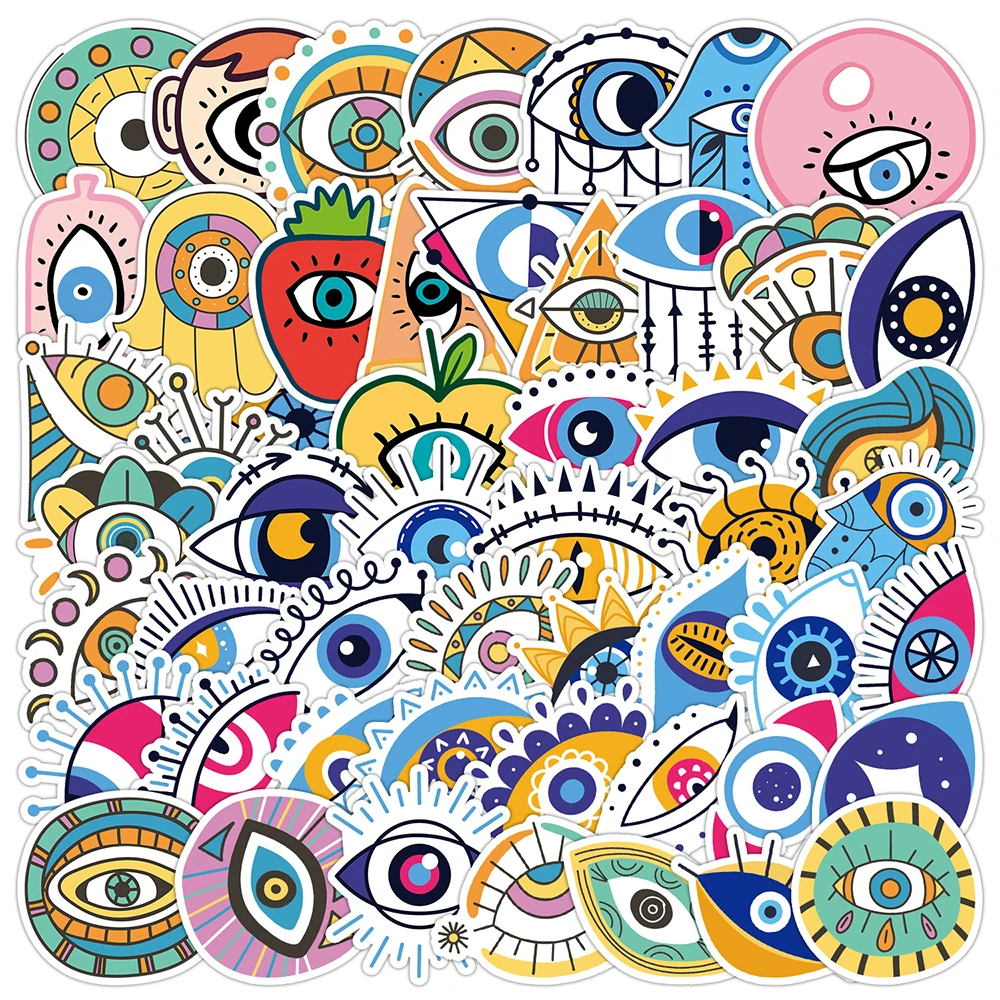 10/30/50pcs Colorful Turkish Evil Eye Stickers Cartoon Graffiti DIY Skateboard Phone Laptop Motorcycle Bike Car Kids Toy Gift