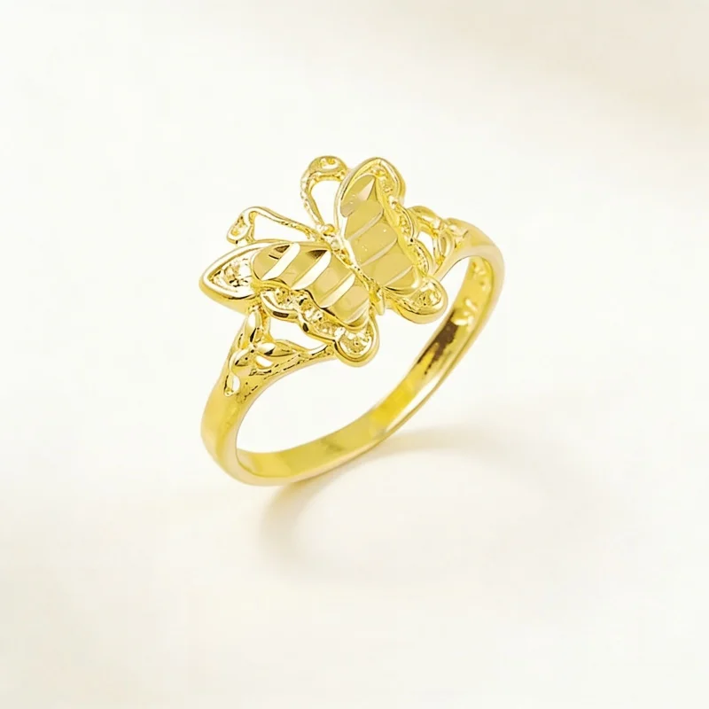 Fashion Brand Jewelry Real 24K Gold Color Rings Butterfly Gold Filled Rings For Women Girl Party Jewelry R017
