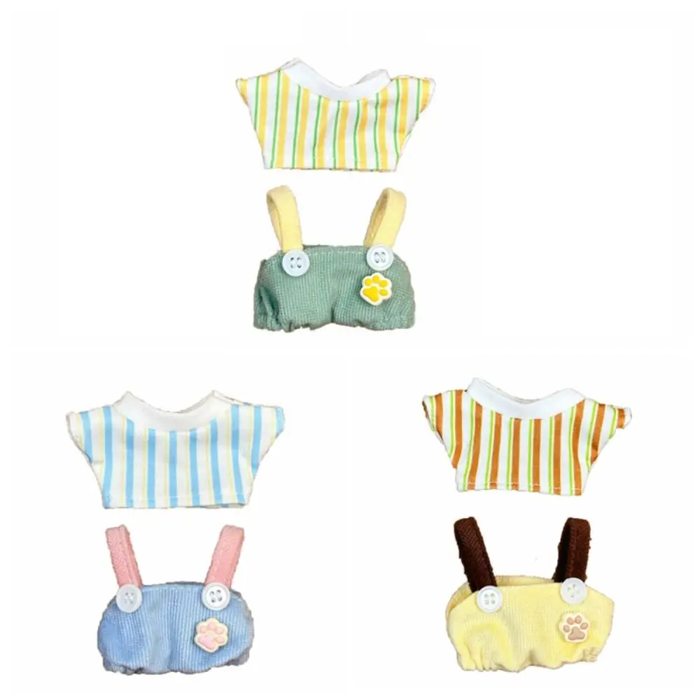 DIY Clothing Cat Paw Pants 10cm Cotton Clothes Striped T-shirt Lovely Clothes Outfit Suit Colorful Dress Up Set 10cm Cotton