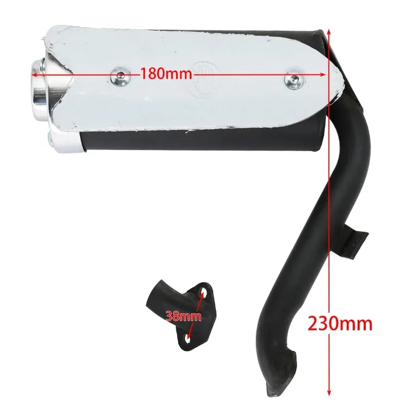 38mm Scooter Exhaust Pipe Metal Scooter Exhaust Pipe Muffler Pipe For Stroke Petrol Engine Motor Motorized Bicycles Bike