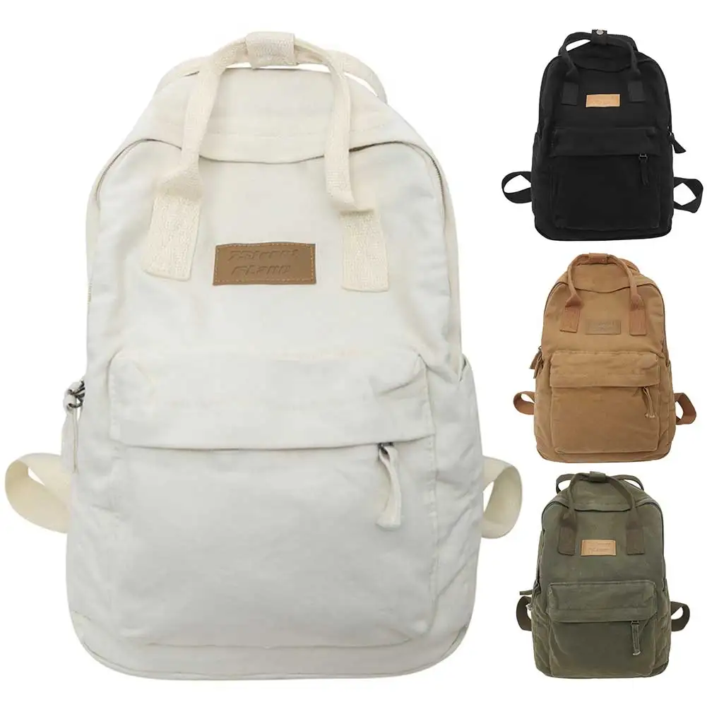 ヴィンテージ男性女性バックパック綿キャンバスカジュアル旅行通勤バックパック大容量無地ファッションナップザック
