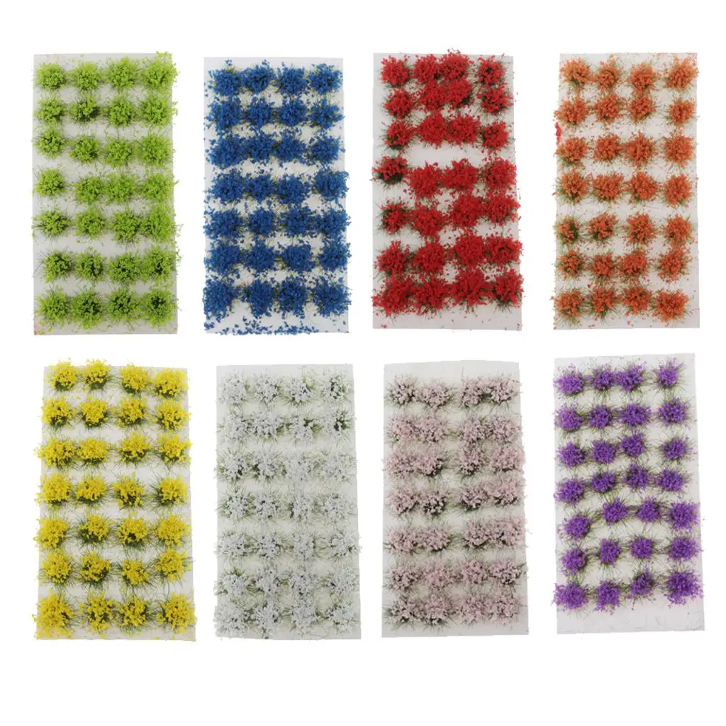 8mm 1/72 1/48 1/35 1/24 Studio Grass Tufts Meadows Flowers Tuft for Making Model Building Surface Material 28Pcs/lot