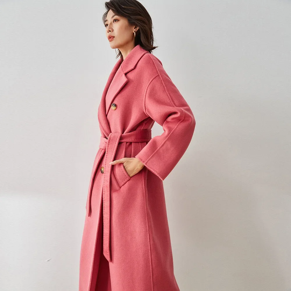 

Coat women's autumn and winter loose and thin long European and American casual double-sided cashmere woolen coat women