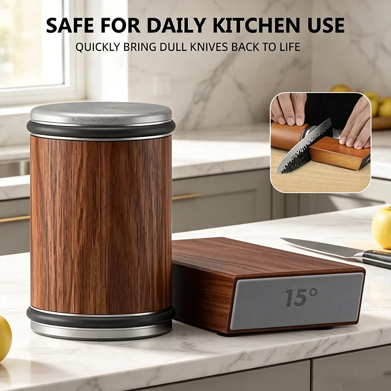 Rolling Knife Sharpener Kit 15 20 Deg Magnetic Angle Roller Industrial Diamond Stone Straight Edge Chef Kitchen Knives
