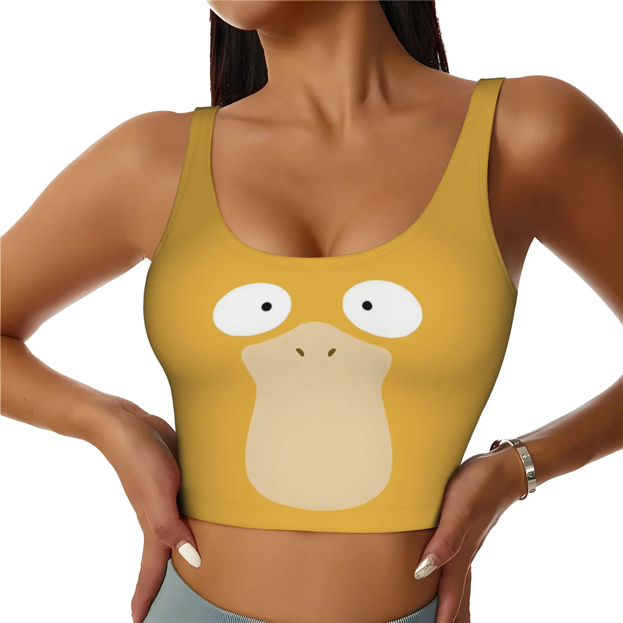 Custom P-Psyducks Workout Crop Tank Tops Women's Cute Duck Yoga Sports Bras