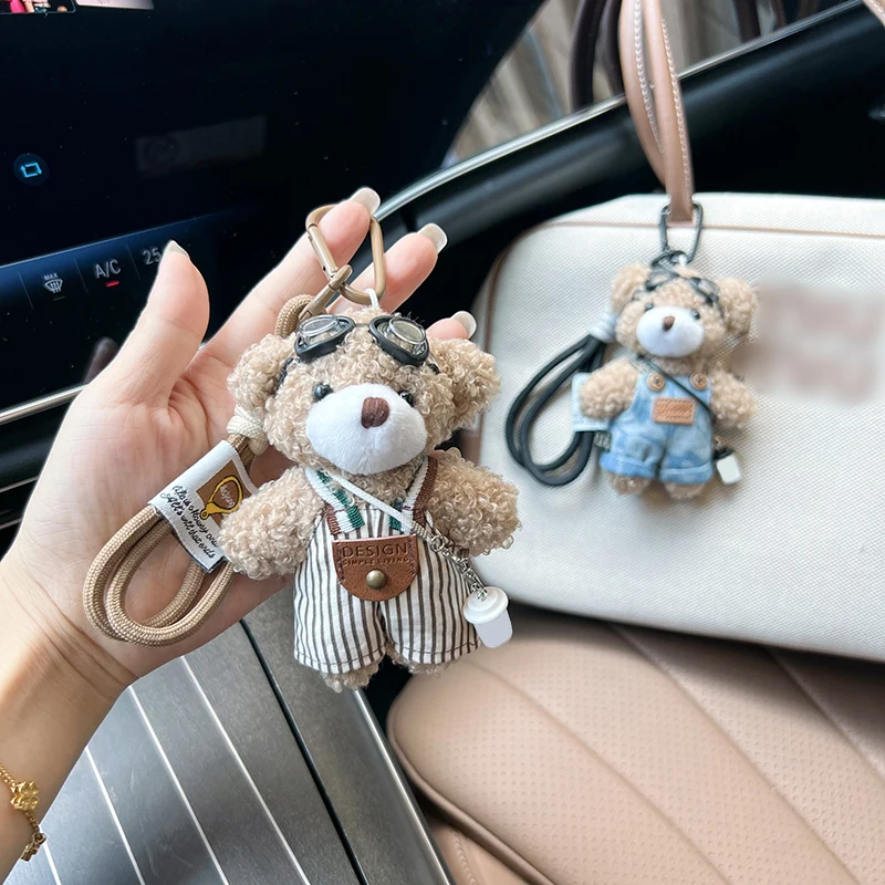 Cartoon Plüsch Brillenband Hosen-Bär Schlüsselanhänger Niedliche Puppe Auto-Schlüsselanhänger Ring Süße Puppe Taschenanhänger – Detail 4