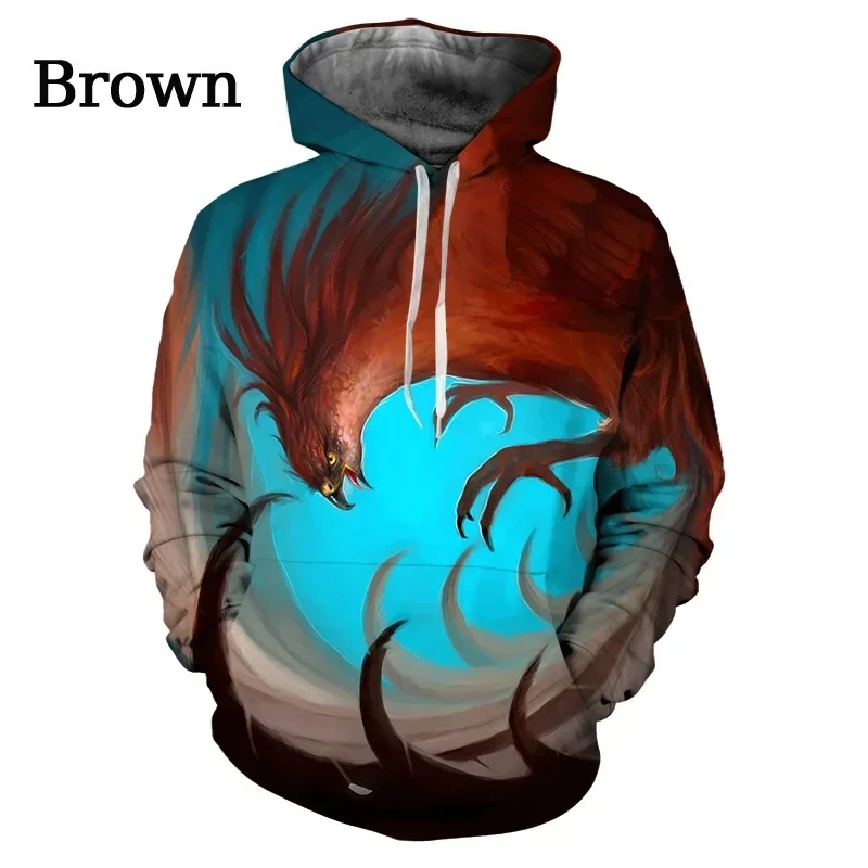 

Men's and Women's Animal Pattern Firebird Printed T-shirt Fashion Phoenix 3D Printed T-shirt Round Neck Short-sleeved Casual Top