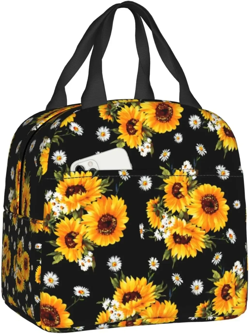 Sunflowers Lunch Bag Insulated Reusable Lunch Box Thermal Tote Bag Container Cooler Bag for Women Men Travel Picnic Work Beach