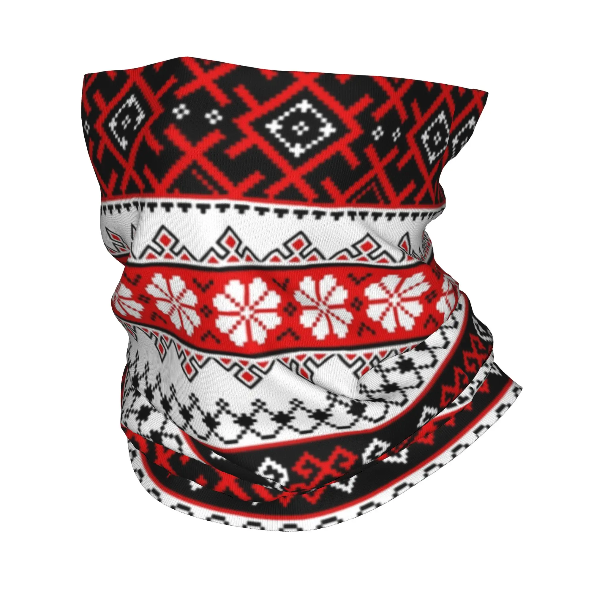 Ukrainian Bright Color Vyshyvanka Leggings and Designs Neck Gaiter UV Face Shield Winter Ukraine Ethnic Bandana Scarf for Hiking