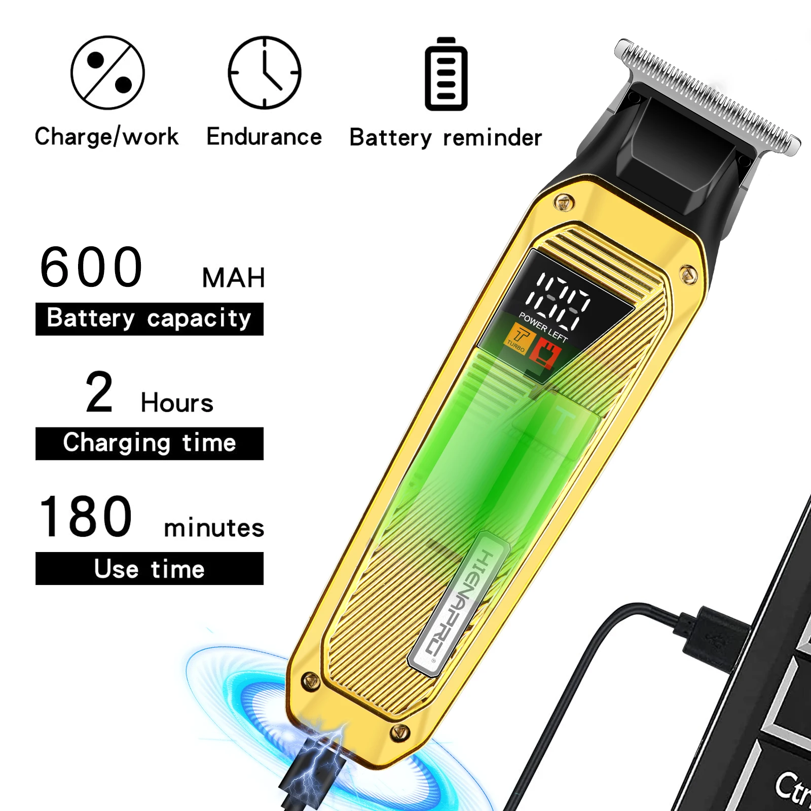 Hyena tondeuse à cheveux électrique coupe de cheveux Maching tondeuse sans fil hommes tondeuse professionnelle Machine Rechargeable coupe de cheveux barbier
