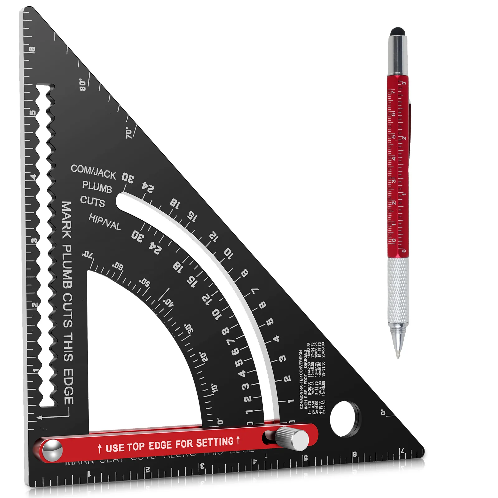 

Carpenter Square Aluminum Alloy Rafter Square Adjustable Carpentry Triangle Ruler Multipurpose Measuring Square Protractor