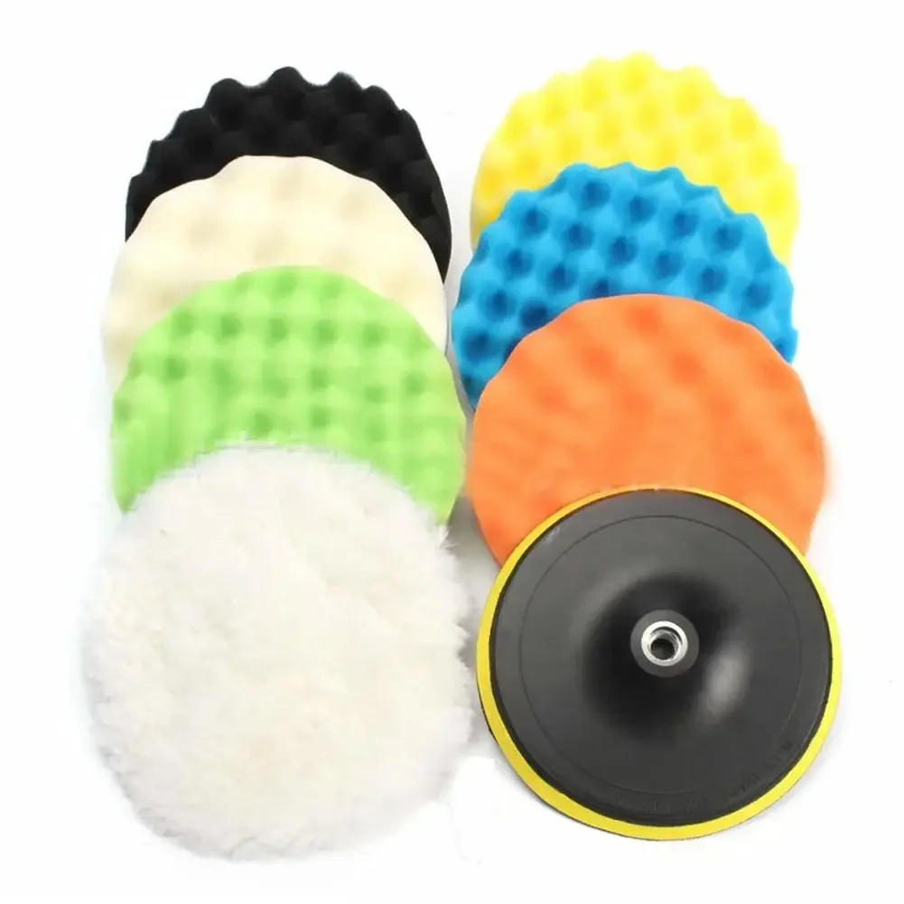

5 Inch Car Polishing Disc Set 125mm Sponge Buffing Waxing Sponge Wool Wheel Polishing Pad For Car Polisher Drill Adapter Esmeril