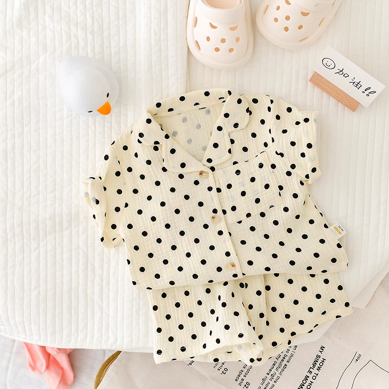 MILANCEL Summer Baby Pajama Set Cute Style Baby Home Wear Linen Sleep Wear Baby Boys Pyjama