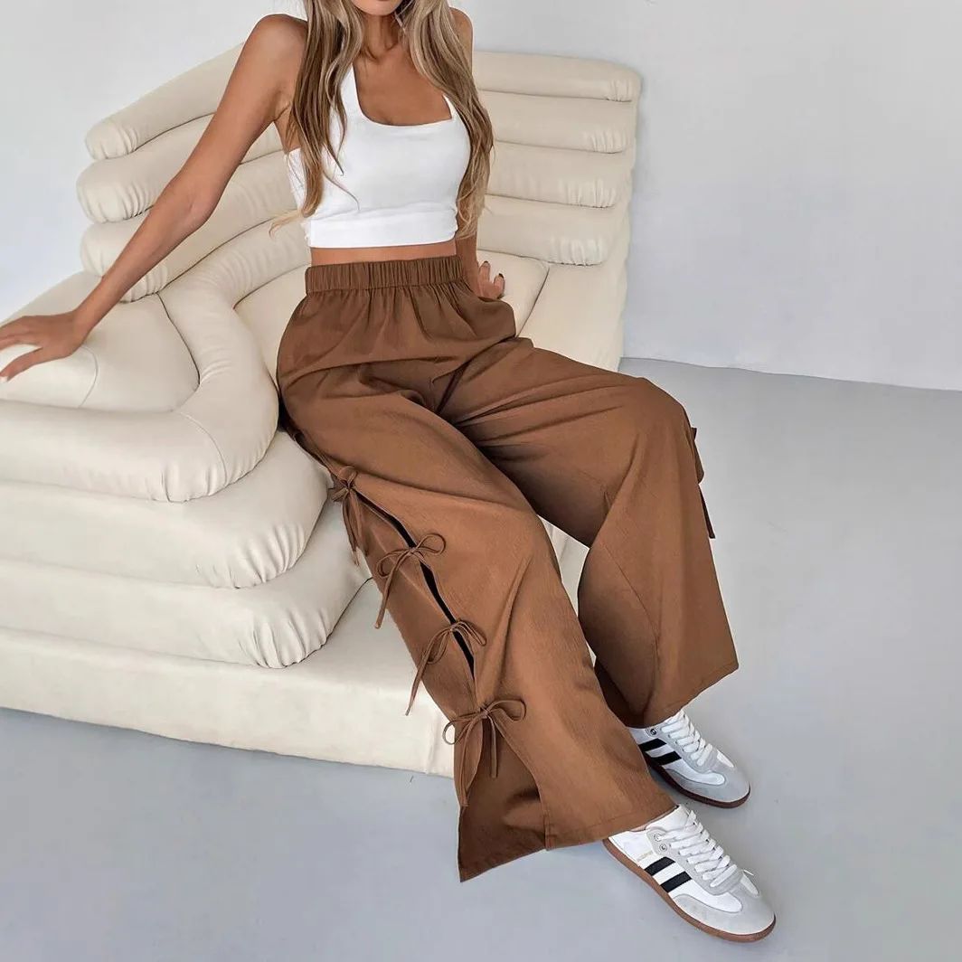 Trousers, Wide Legs, Long Trouser, Women Jogging Pants, Cropped Pants, Loose Drawstring Pocket, High Waist, Summer Casual Sports
