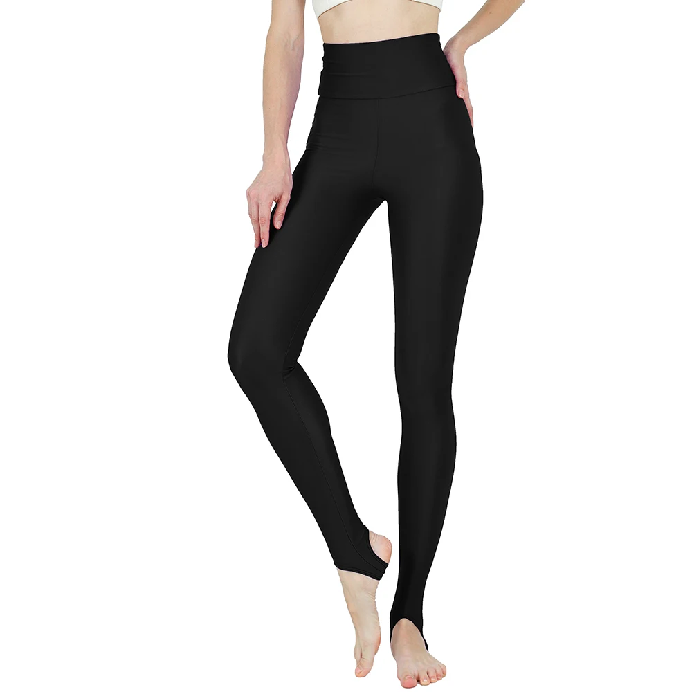 AOYLISEY Women Black High Waisted Leisure Leggings With Stirrup Skinny Plus Size Spandex Elastic Fitness Spring Workout Pants