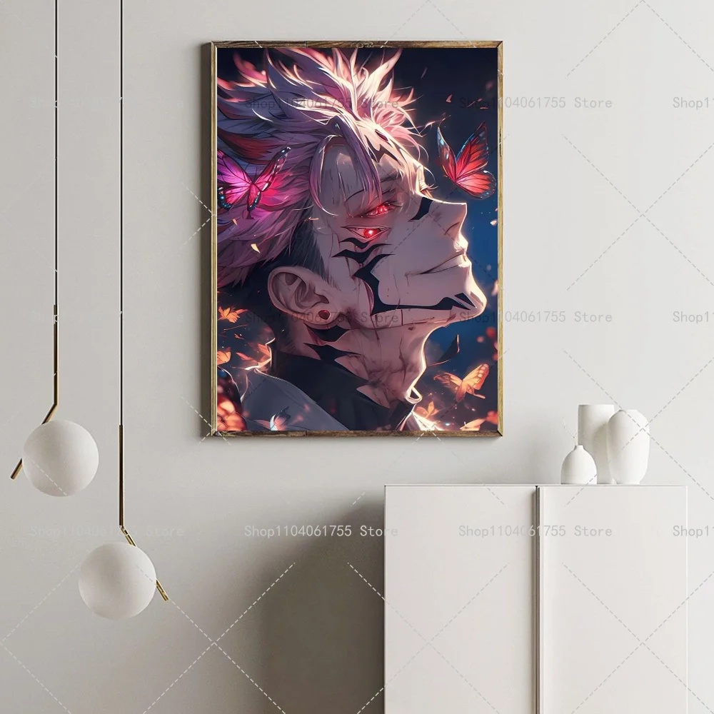 1PC Anime Jujutsu Kaisen Role Sukuna Poster Self-adhesive Art Waterproof Paper Sticker Coffee House Bar Room Wall Decor