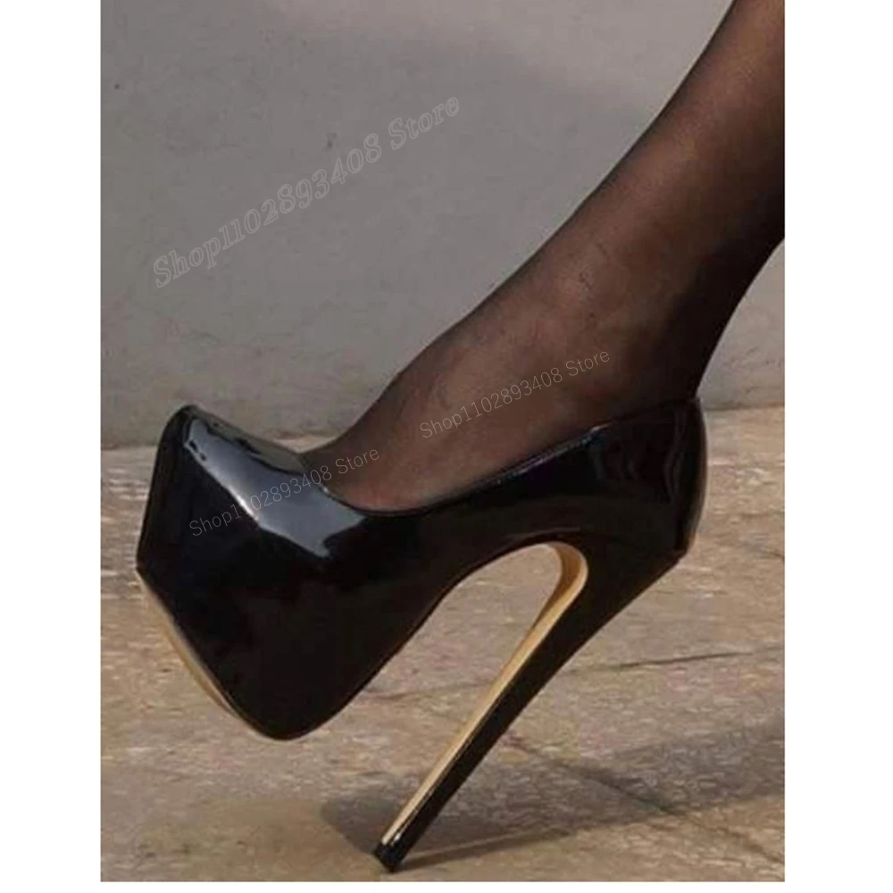 Sexy Waterproof Patent Leather Pumps Black Stiletto High Heel Shallow Women Shoes Slip-on 2024 New Fashion Zapatos Para Mujere