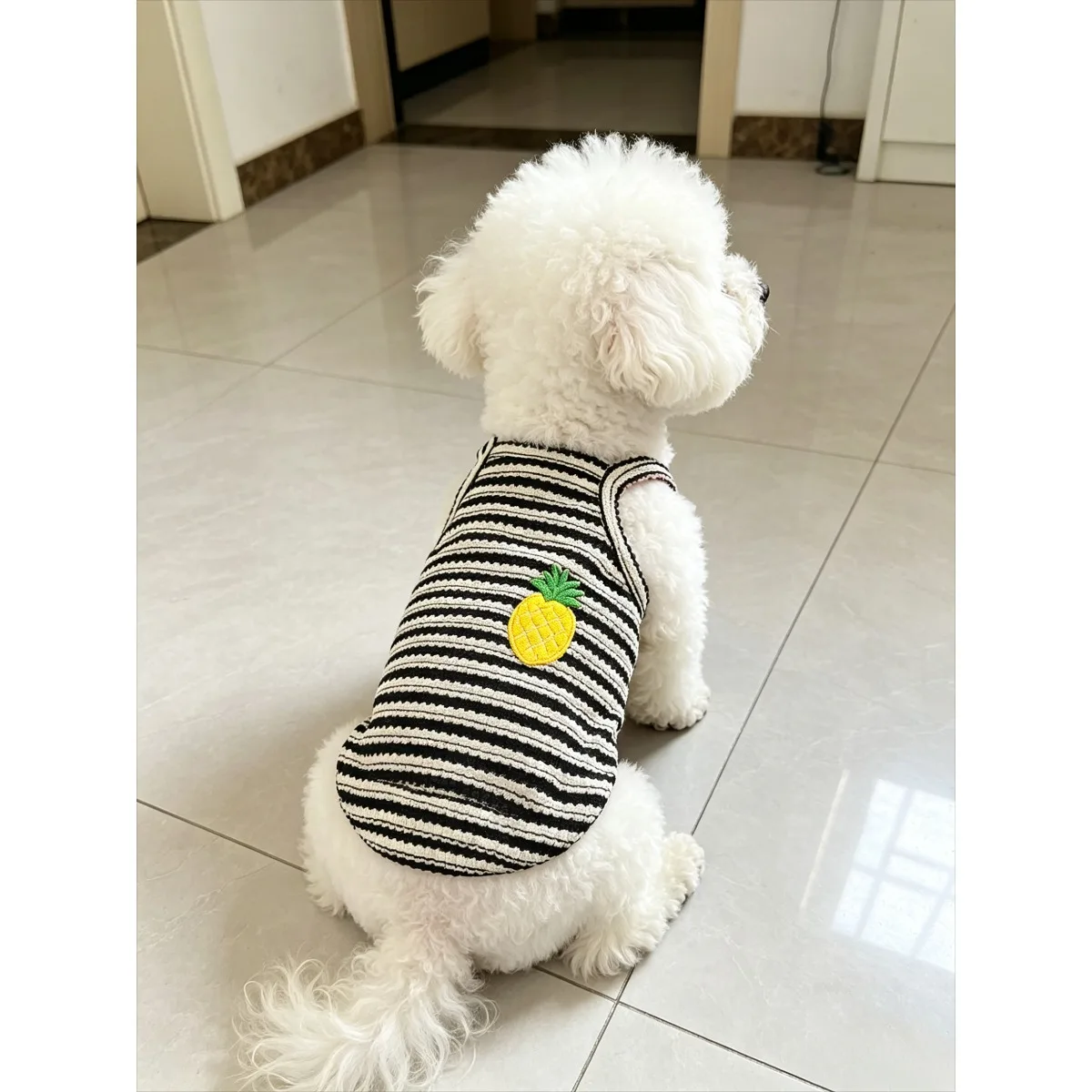 Spring and Summer Striped Pet Tank Top for Teddy Bear Miniature Dogs - Breathable Elastic Clothing view 4