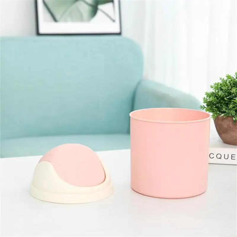 Waste Bins Mini Desktop Bin Shake Lid Type Waste Can Tube With Cover Bedroom Trash Can Garbage Can Storage Box Cleaning Tools