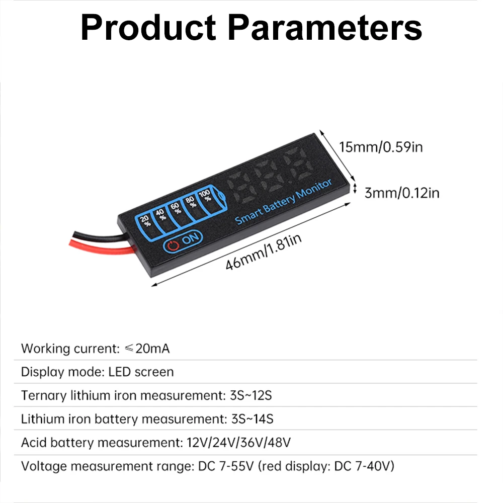 3 S-12 S 18650 Li-ion Lipo Lithium Test 7-55 V Zuur Batterij Niveau Indicator Tester LED Display Meter Module Capaciteit Voltage Meter