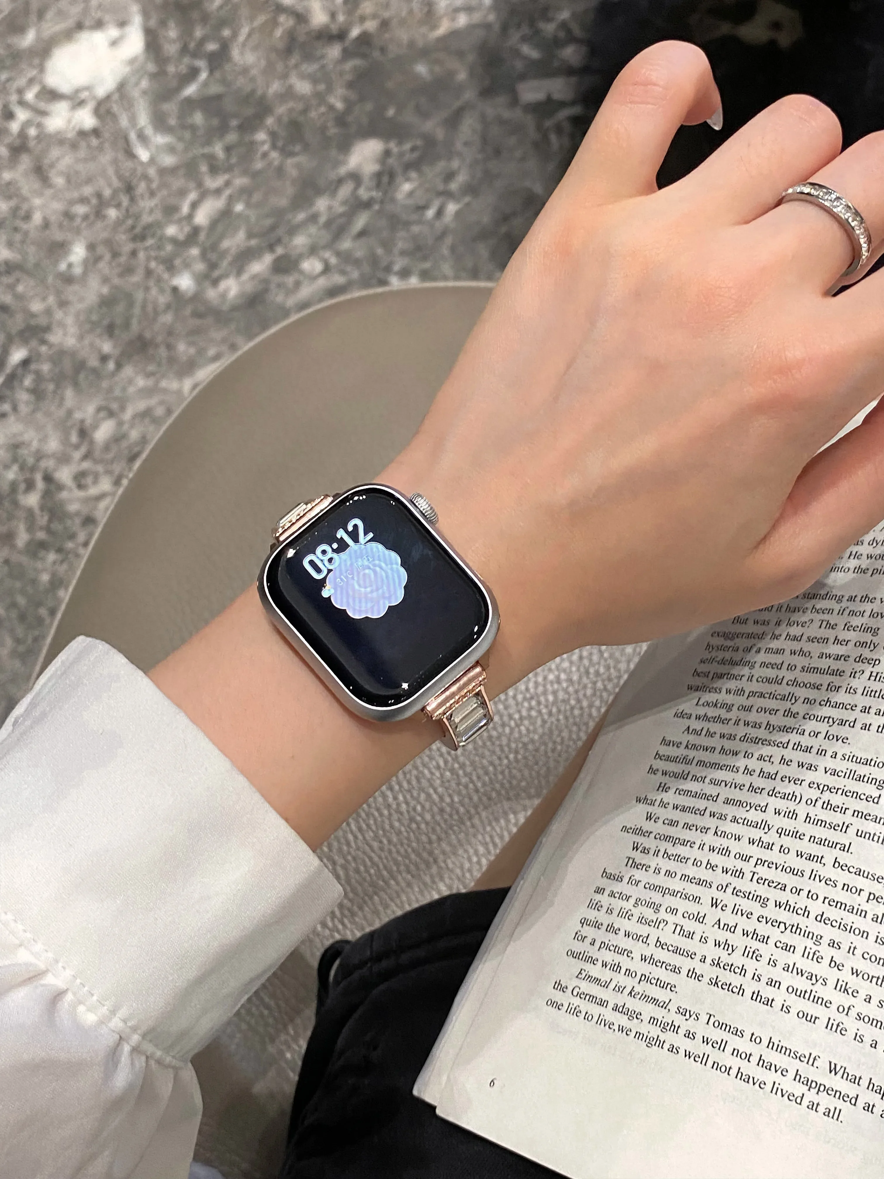 Nice Bling Stainless steel bracelet link For Apple Watch band Series 8/7/6/10/9 40mm 41mm 38mm 42mm 44mm 45mm 46mm Strap