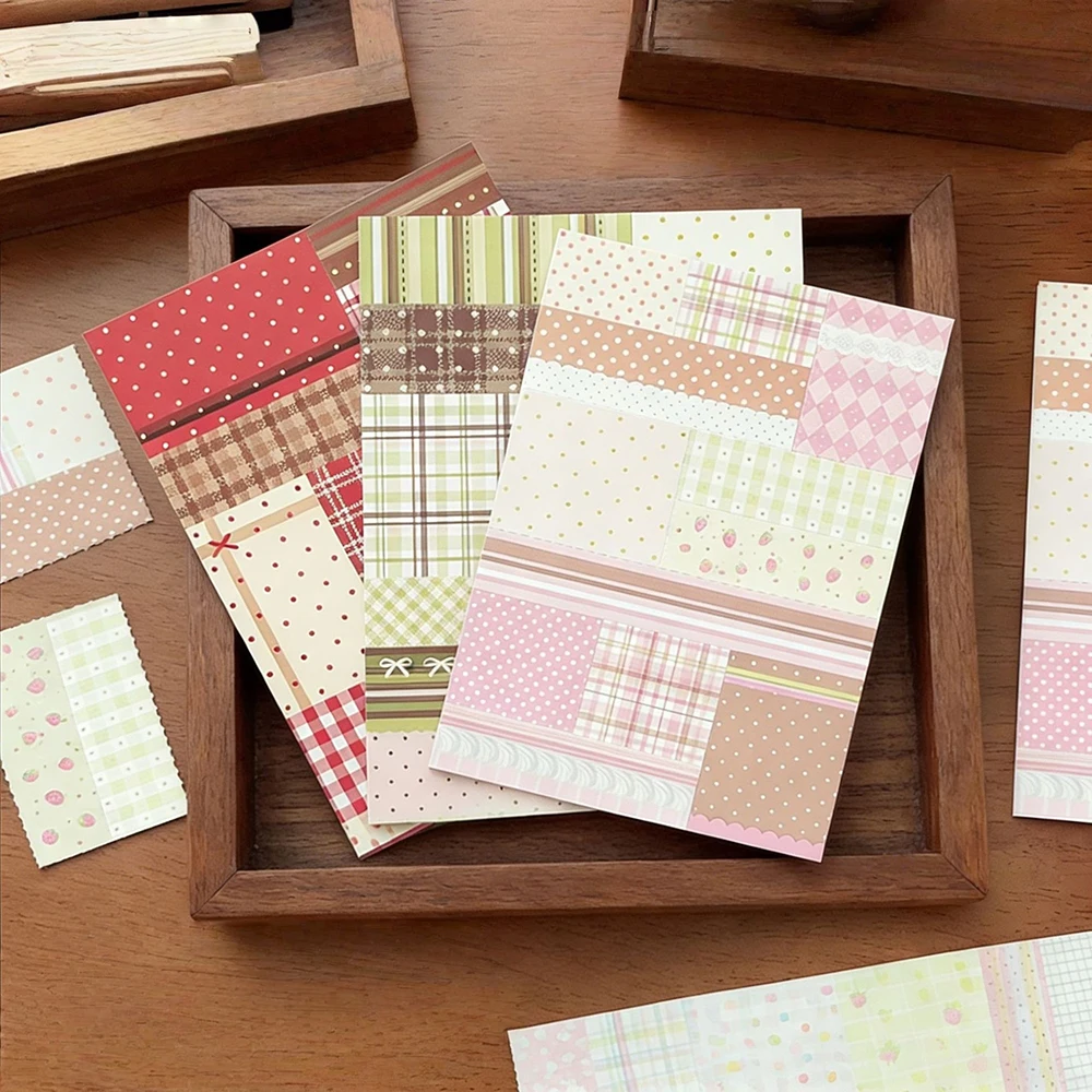 Patchwork-Scrapbook-Papier, Polka-Dot-Notizblock, M5-Nachfüllseiten, Deko-Notizblock mit perforiertem Hintergrund, niedliche, ästhetische Journal-Zubehörteile