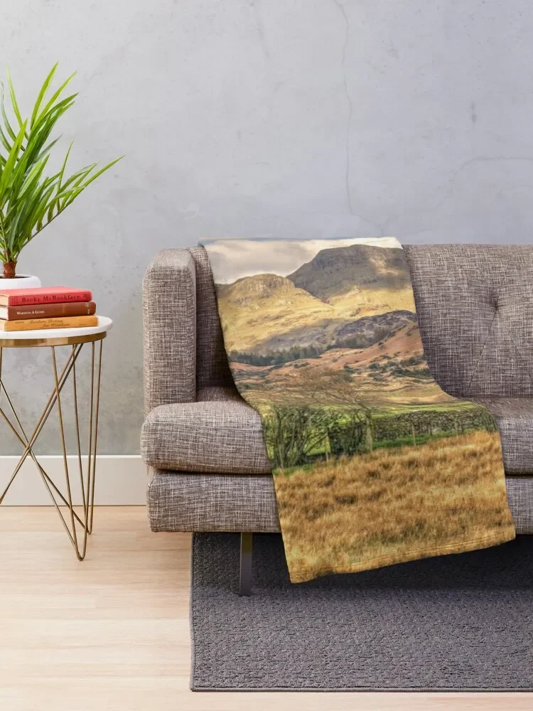 The Langdale Pikes From Little Langdale Throw Blanket Soft Big Luxury St Luxury Designer Blankets